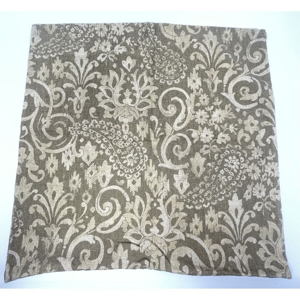 Pottery Barn 20x20” Square Accent Pillow Paisley Linen Blend Beige Tan Brown - Picture 5 of 5